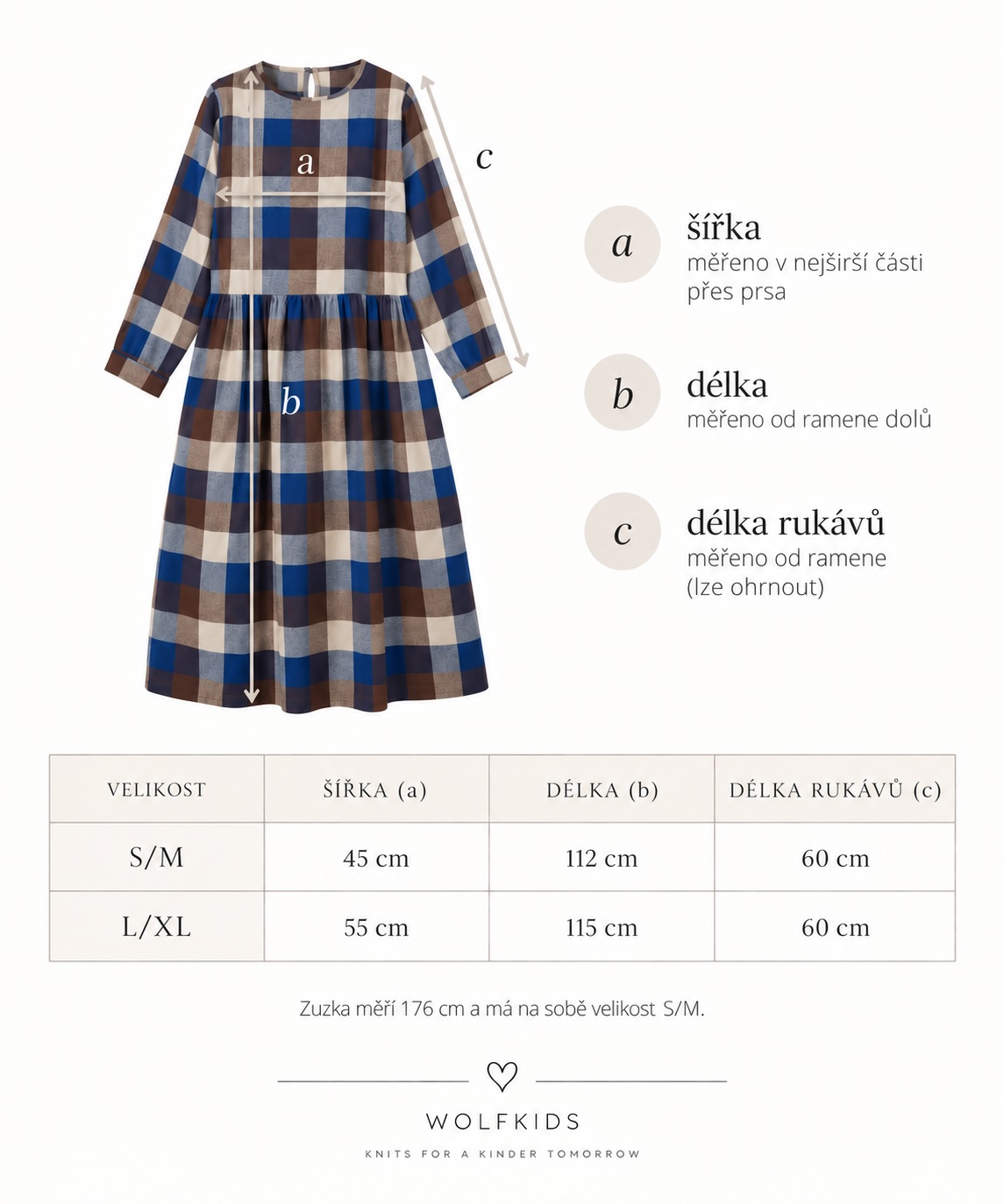 check dress velikostní tabulka